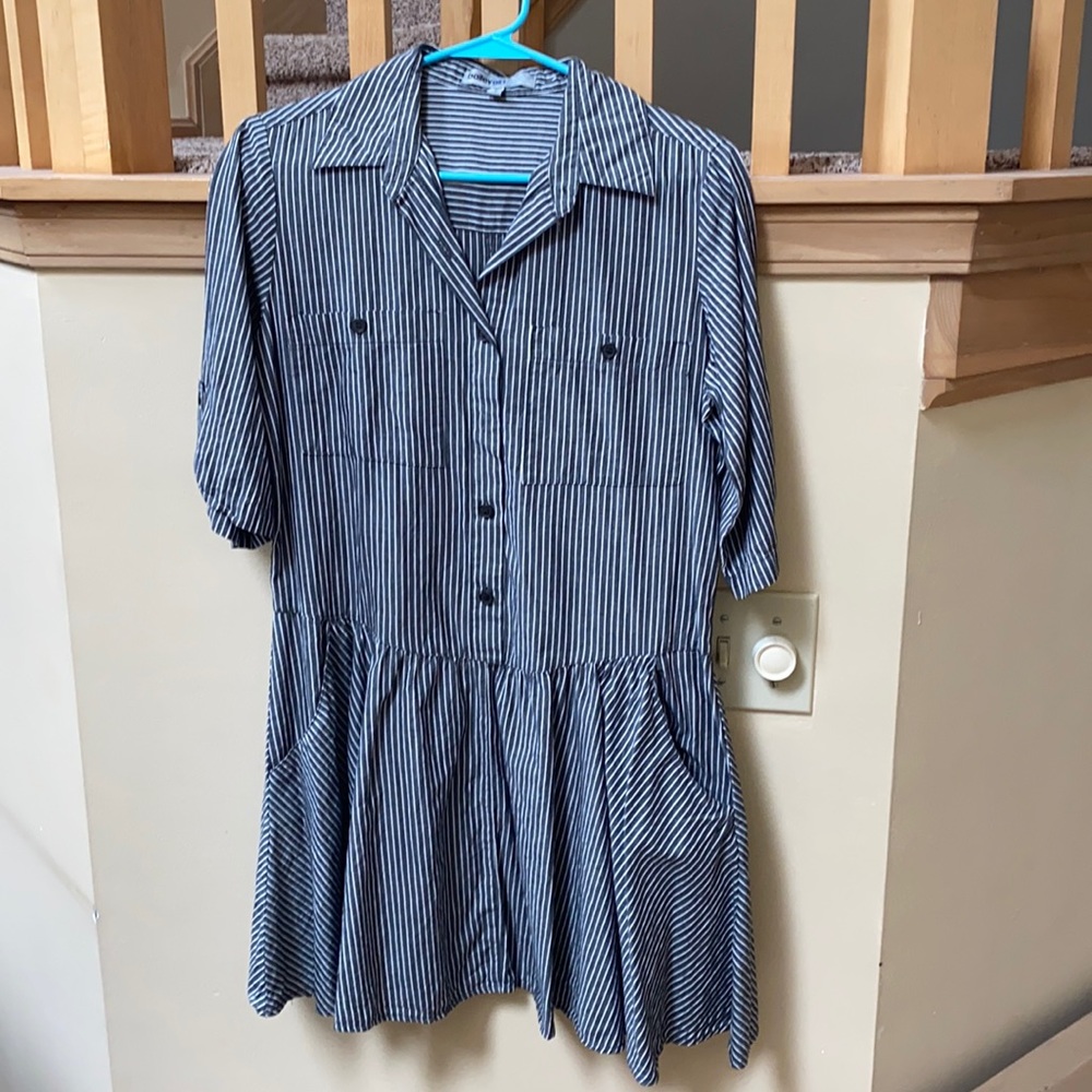 Blue and white striped dress with pockets!